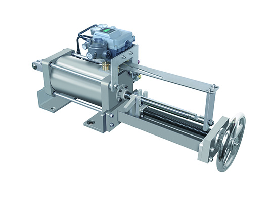 ピストンシリンダ 比例制御操作器〈複動横型ハンドル付〉 開度センサ一体形